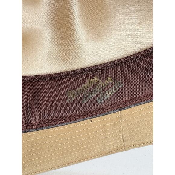 Vintage Stetson Fedora Adult 6 7/8 Beige Genuine Suede With Feathers Hipster - Picture 8 of 10